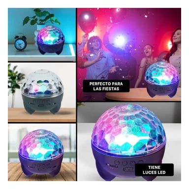 BOCINA PROYECTOR BLUETOOTH RYBIU TE30271 LUMINADOR LUCES DISCOTECA NEGRO + POST-IT ADHESIVOS - 5