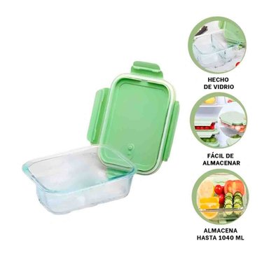 TAPER RYBIU CO32521 VIDRIO VERDE RESISTENTE DE CON TAPA DE 1040ML - 3