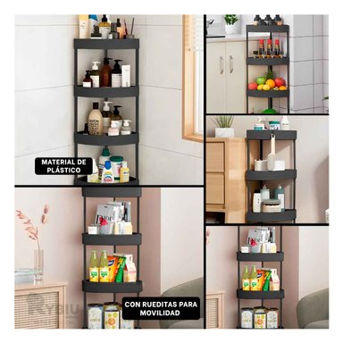ESTANTE RYBIU HO29680 NEGRO AHORRA ESPACIO MOVIBLE + PAPEL REGALO - 2
