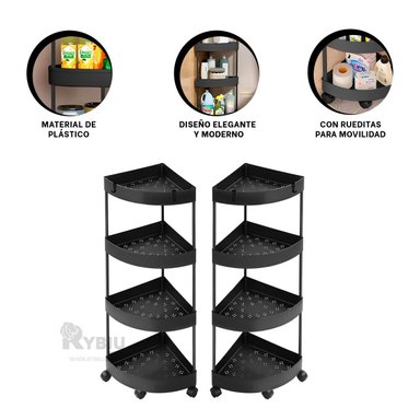 ESTANTE RYBIU HO29680 NEGRO AHORRA ESPACIO MOVIBLE + PAPEL REGALO - 3