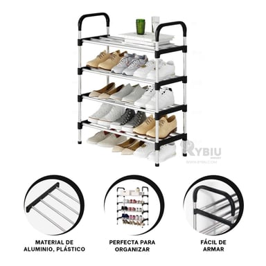 PORTAZAPATOS RYBIU HO29603 NEGRO PLASTICO CON 4 N + REGALO STICKERS - 3