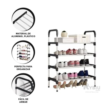 PORTAZAPATOS RYBIU HO29603 NEGRO PLASTICO CON 4 N + REGALO STICKERS - 4