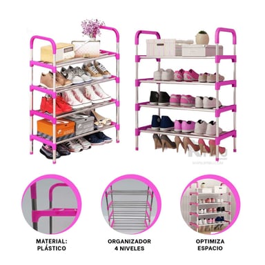 ESTANTE RYBIU HO29605 ROSADO UTIL CALZADO 4 N + BANDERITAS ADHESIVAS - 3
