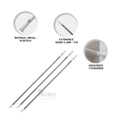 TUBO CORTINA RYBIU HO30831 1.10M A 2.0M PLOMO + PAPEL REGALO - 3