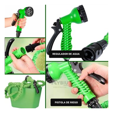 MANGUERA RYBIU HO30770 TUBO JARDINERIA VERDE 15 M + ENVOLTORIO REGALO - 3