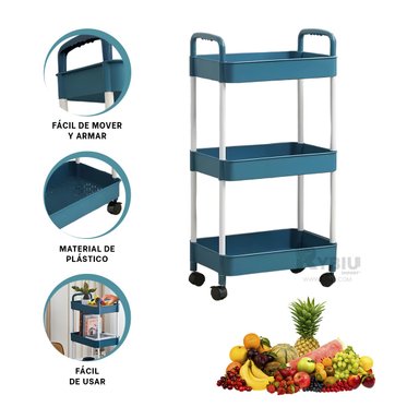 ESTANTERÍA RYBIU HO30739 AZUL MOVIBLE + BANDERITAS ADHESIVAS - 2