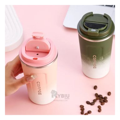 TAZA PARA VIAJES RYBIU CO30262 ROSADO +REGALO STICKERS - 2