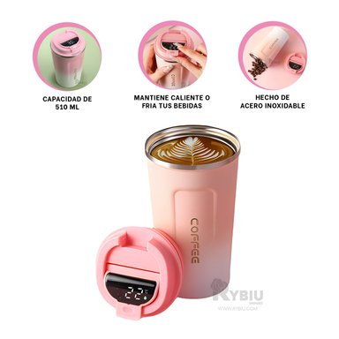 TAZA PARA VIAJES RYBIU CO30262 ROSADO +REGALO STICKERS - 3