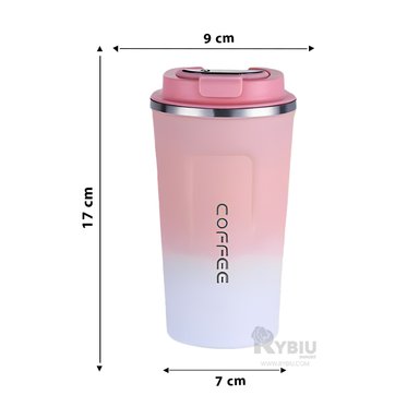 TAZA PARA VIAJES RYBIU CO30262 ROSADO +REGALO STICKERS - 5