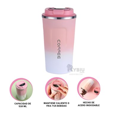 TAZA TERMO FUNCIONAL RYBIU CO30262 ROSADO +ENVOLTORIO DE REGALO - 3