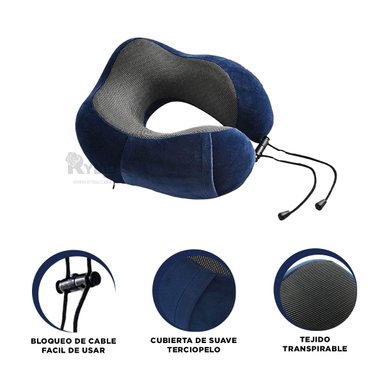 COJIN BLANDO DE CUELLO PARA VIAJAR EN AZUL Y+REGALO STICKERS - 4