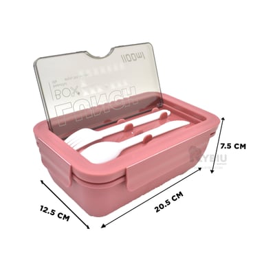RECIPIENTE CON CUBIERTOS PARA COMIDA RYBIU CO29590 ROSADO +GIFT STICKERS - 5