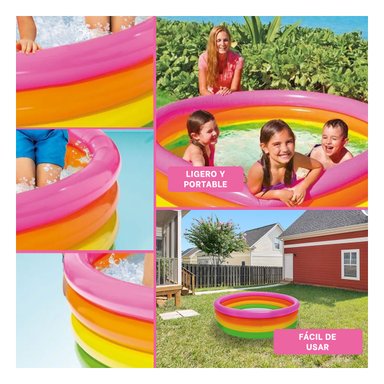 PISCINA ARCOIRIS REDONDA EN MULTICOLOR Y+PAPEL DE REGALO - 2