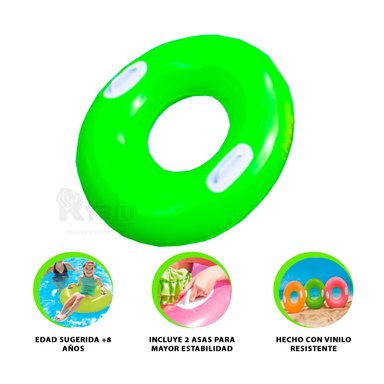 SALVAVIDAS RYBIU 59258NP VERDE DURABLE CON ASA 76CM + REGALO AGENDITA - 4