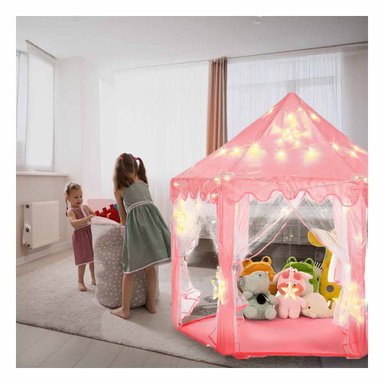 TIENDA COMPACTA DE NIÑA DE CAMPO CON LUCES MG-LZ813 ROSADO PARA CAMPING - 2