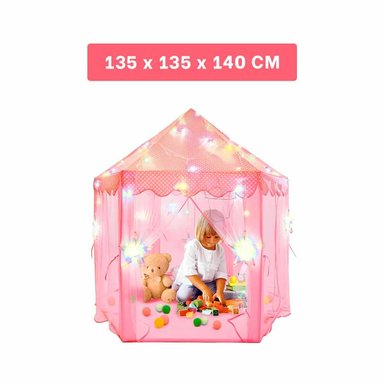 TIENDA COMPACTA DE NIÑA DE CAMPO CON LUCES MG-LZ813 ROSADO PARA CAMPING - 4