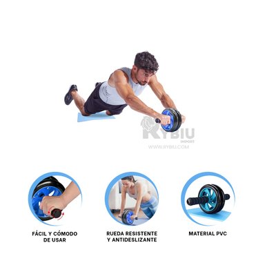 DISCO ABDOMINAL RYBIU DE30656 FITNESS CELESTE + BANDERITAS ADHESIVAS - 4