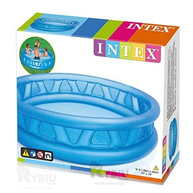 PILETA DE AIRE CON COLOR CELESTE Y+BANDERITAS ADHESIVAS - 1