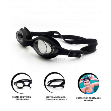 GAFAS NATACION RYBIU MG-FD590 NEGRO TRANSLUCIDAS + ENVOLTORIO REGALO - 2