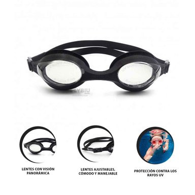 GAFAS NATACION RYBIU MG-FD590 NEGRO TRANSLUCIDAS + ENVOLTORIO REGALO - 3