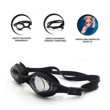 GAFAS NATACION RYBIU MG-FD590 NEGRO TRANSLUCIDAS + ENVOLTORIO REGALO - 4