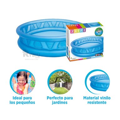 ALBERCA REDONDA DE BALDE DE TONO CELESTE Y+REGALO STICKERS - 1