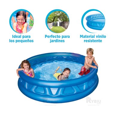 ALBERCA REDONDA DE BALDE DE TONO CELESTE Y+REGALO STICKERS - 3