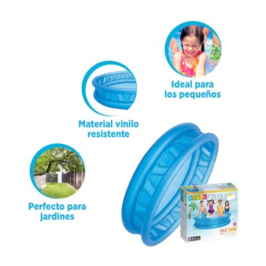 ALBERCA REDONDA DE BALDE DE TONO CELESTE Y+REGALO STICKERS - 4