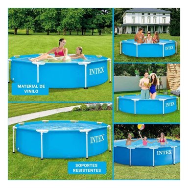PISCINA REDONDA PARA EXTERIORES 244 X 51 CM USO FAMILIAR EN JARDÍN Y+LIGAS REGALO - 5