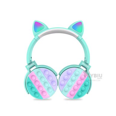 AURICULARES RYBIU INALÁMBRICO VERSATIL VERDE AGUA + REGALO LIGAS PARA PEINAR - 2