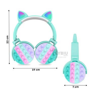 AURICULARES RYBIU INALÁMBRICO VERSATIL VERDE AGUA + REGALO LIGAS PARA PEINAR - 5