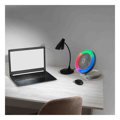 PARLANTE VENTILADOR PORTATIL RYBIU TE29439 BOCINA FUNCIONAL TONO BLANCO + LIGAS REGALO - 2