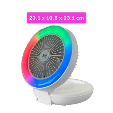PARLANTE VENTILADOR PORTATIL RYBIU TE29439 BOCINA FUNCIONAL TONO BLANCO + LIGAS REGALO - 4