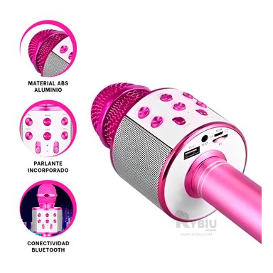MICRÓFONO RYBIU BLUETOOTH FUCSIA + REGALO AGENDITA - 3