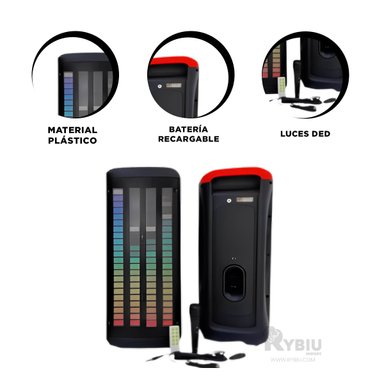 BOCINA RYBIU INTERACTIVA COLOR NEGRO 8'' + REGALO STICKERS KTS-1760 - 3