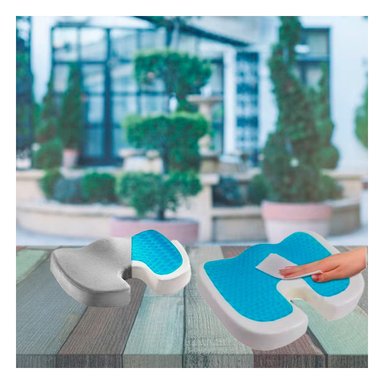 ASIENTO COMODO CON GEL BLANCO Y FUNDA PLOMO Y+PAPEL REGALO - 3