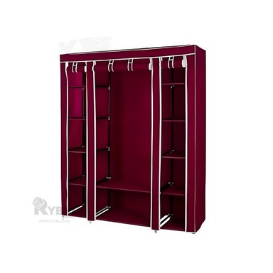ESTANTE RYBIU HO30723 TELA 3 PUERTAS LIGERO PARA PRENDAS GUINDA + ENVOLTORIO DE REGALO - 1
