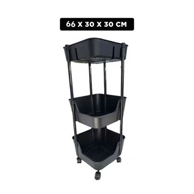 ESTANTE RYBIU HO30736 NEGRO EFICAZ CON RUEDAS 3 NIVELES - 4