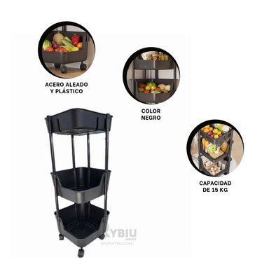 MUEBLE RYBIU HO30736 NEGRO DESLIZANTE 3 SECCIONS + GIFT MINIAGENDA - 1