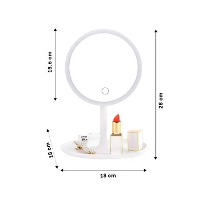 ESPEJO COMPACTO LED TACTIL CIRCULAR BLANCO CON ILUMINACION LED Y+LIGAS REGALO - 4