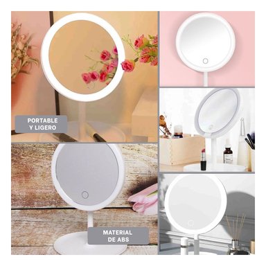 ESPEJO COMPACTO LED TACTIL CIRCULAR BLANCO CON ILUMINACION LED Y+LIGAS REGALO - 5