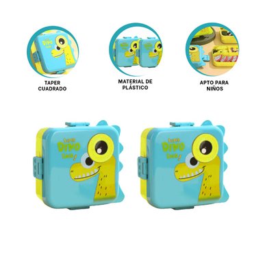 LONCHERA DE PLASTICO 1600ML CELESTE Y+REGALO STICKERS - 2