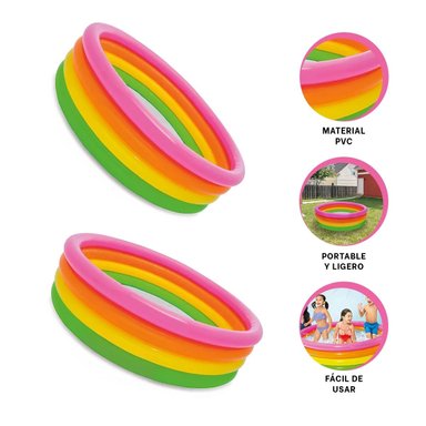 PACK5 PISCINA ARCOIRIS EN MULTICOLOR Y+BANDERITAS ADHESIVAS - 4