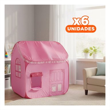 PACK6 MANSION DE TAMANO ADECUADO ROSADO 104 X 92 X 92 PARA UBICAR EN LA SALA Y+REGALO STICKER - 1