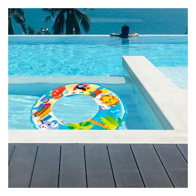 PACK4 FLOTADOR ARO CELESTE DE 61 CM CON DISENO DE PLAYA PARA PISCINA FAMILIAR - 5