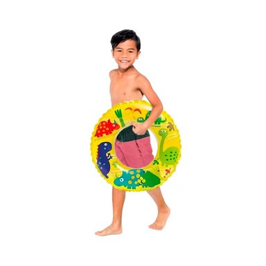 PACK4 ARO INFLABLE AMARILLO CON ESTILO DIVERTIDO DE DINOSAURIO PARA VERANO Y+PAPEL REGALO - 3