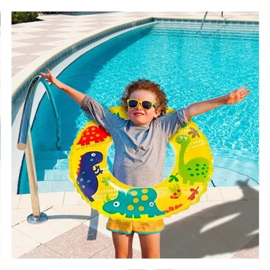 PACK4 ARO INFLABLE AMARILLO CON ESTILO DIVERTIDO DE DINOSAURIO PARA VERANO Y+PAPEL REGALO - 5
