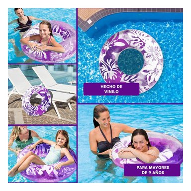 PACK6 ARO FLOTANTE MORADO DE 91 CM CON DISENO SUAVE DE ALGAS Y+PAPEL REGALO - 3