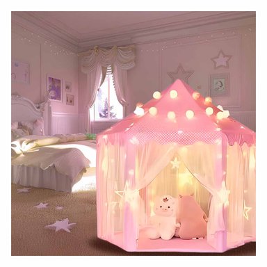 PACK3 CARPA MOVIL 140X135CM PARA NIÑA EN ROSADO CON LUCES - 1