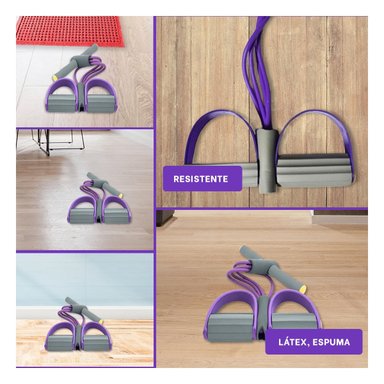 PACK4 EXTENDOR TENSOR DE PEDAL MORADO Y PLOMO COMODO Y FLEXIBLE PARA EJERCICIO Y+REGALO STICKER - 2